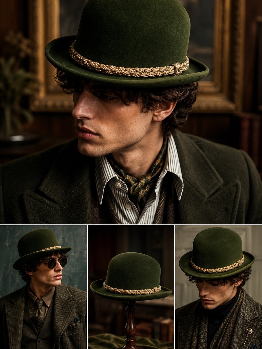 Vintage P&C. Habig Wien Austrian Green Fur Felt Derby Bowler Hat Bullock & Jones